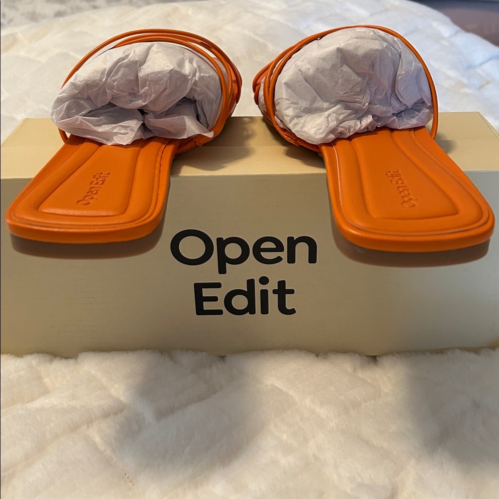 Open Edit Women's Strappy Bright Orange Sandals size 9.5 - Picture 6 of 8